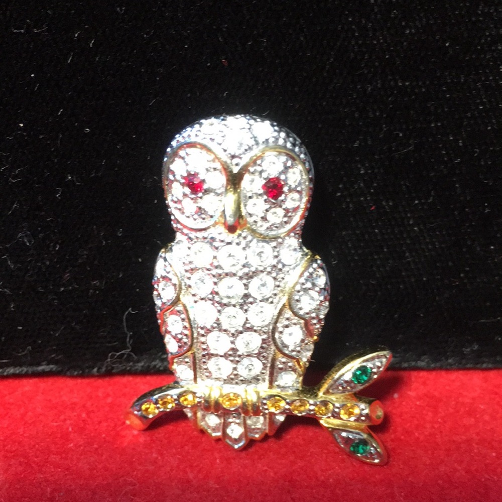 Owl Rhinestone Pin